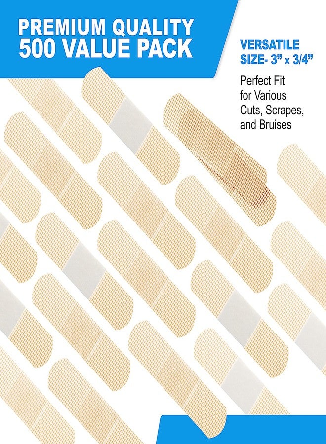 Primacare Self Adhesive Sheer Strips Bandages for Wounds Dressing, 3/4 x 3 Inches 100 Count (Pack of 5) First Aid Bandage with Absorbent Non Stick Pads, Breathable, Skin Color PE Material 500 Strips - Image 3